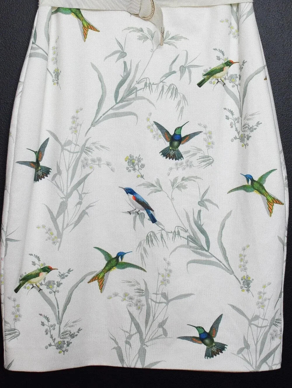 Ted Baker Kinnya Floral Bird Belted Bodycon Sheath Dress Knee Length Size 4 Glam - Picture 6 of 12